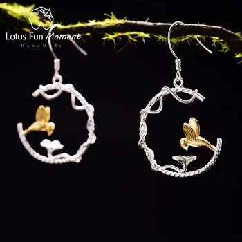 Lotus Zábava Okamihu Reálne 925 Sterling Silver Tvorivé Handmade Módy, Šperkov pre Dokonalý Krásny Vták Drop Náušnice pre Ženy Brincos