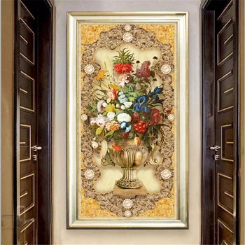 Wellyu Vlastné nástenné 3d foto tapety Európskej vzor olejomaľba kvet mramoru vstup tapety обои dekoratívne maľby