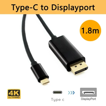 USBC Typ-C na Displayport DP Samec Samec 4k Converter Kábel 1080P Adaptér Swither pre Zobrazenie na PC Notebook, Projektor 1,8 m