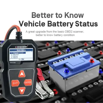 KW208 autobatérie Tester Prenosné Automobilové Batérie Naštartovaní a Plnenie Test Systému Kontroly Nástroj s LCD Displej