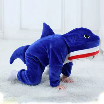 Žralok Kostým Modrý Zvierat Cosplay Chlapec Dievča Halloween Pyžamo 1-3 Roky Detí Dieťa kawaii Roztomilý Zips Kigurumis Zábavné Jumpsuit