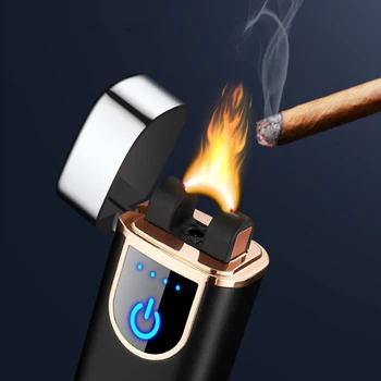 Veľkú Palebnú silu USB Nabíjanie Arc Vetru Ľahšie Cigaru Pochodeň Tvorivé Elektrický Zapaľovač High-end Mužov, Darčeky Dropship Dodávateľov