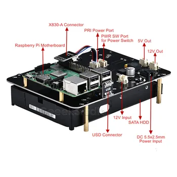 Raspberry Pi X830 V2.0 3,5 palcový HDD SATA Pevný Disk rozšírenia Úložného priestoru Doske Auta pre Raspberry Pi 3 B+ (Plus) / 3 B / 2 B