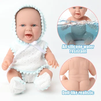 10 palcový simulácia bebe reborn novorodenca celého tela, mäkké silikónové nepremokavé bábika 25 cm Ružový modrý Klobúk roztomilé dieťa darčeky deti hračka