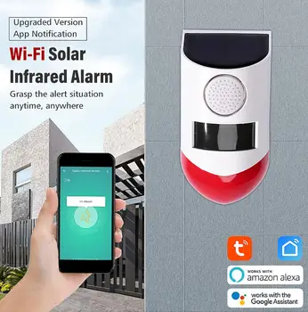 Vlk-Stráže Tuya WiFi Bezdrôtové Vonkajšie Slnečné Alarm 120dB Nepremokavé Blikajúce Detektor App Riadenie Home Security s Diaľkovým Kľúč