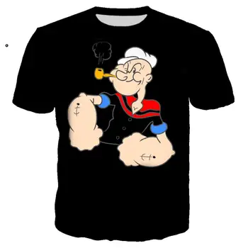 Legrační Karikatúra Popeye t shirt 3D Vytlačené tričko Muži Ženy Bežné Streetwear hip hop oblečenie harajuku Topy Camiseta Hombre 5XL