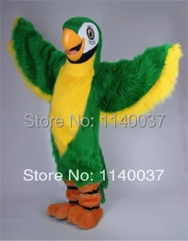 Maskot Dlhé Vlasy Plyšový Materiál Zelený Papagáj Maskot Dospelých Veľkosť Vtákov Prispôsobiť Výstroj Vyhovovali Maškarný Kostým Cosply