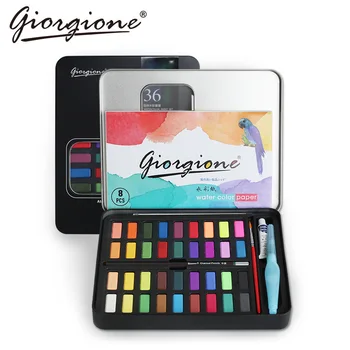 36/48 Farby Pigmentu Giorgione Pevné Akvarel Pigmentové Farby Nastaviť Elegantné Kovové Železo Box Akvarel pre maliarov