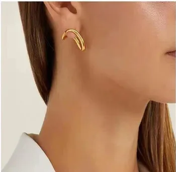 Elegantné Zlaté Strieborná Farba Nepravidelný Ovál Stud Náušnice pre Ženy Vyhlásenie Geometrické Earings Príslušenstvo Dievča Módne Šperky