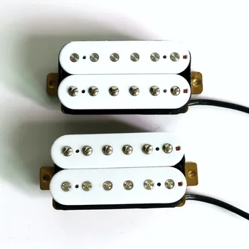 Doprava zadarmo Čína Elektrické Gitary, Biela Farba, 4 Výstupné Vodiče Alnico 5 Humbucker Gitara Vyzdvihnutie vosk črepníkové