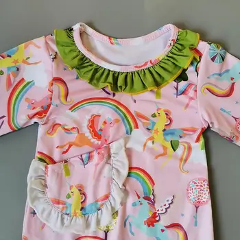 2019 ružový kôň Dieťa Nové Novorodenca kombinézach Baby Chlapci, Dievčatá Remienky Oblečenie s Dlhým Rukávom Dieťa Jumpsuit Pyžamo Detské Oblečenie