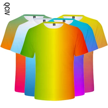 Farebný Prechod T-Shirt Muži Ženy Lete Cool tričko Chlapec/Dievčenské Tričko pánske jednofarebné Priedušná 3D Rainbow Tees Fialová