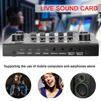 V9 Audio Studio Zvukovú Kartu, 3,5 mm Slúchadlá s Mikrofónom Webcast Live Vysielanie, Bluetooth Zvuková Karta Adaptéra pre Telefón Počítač