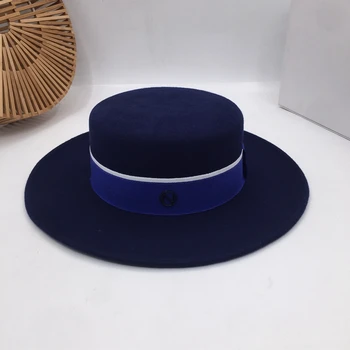 O vlna klobúk Pane Ženy v Európe a Britský módny klobúk socialite strany príliv modrá flat top hat