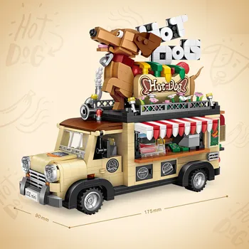 LOZ MINI Bloky Mestské Vozidlo, Stavebné Bloky, Model Hot Dog Ice Cream Truck Mini Model Auta, Hračky Tvorca Techniku zberu hodnota