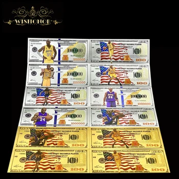 Pekné 12pcs/Set Amerike Kobe Bankoviek Dolárových Bankoviek v 24k Zlata A Striebra Plátovaného Falošné Peniaze Na Podnikanie Darček