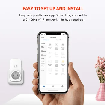 Wifi Smart Zásuvky francúzskeho Typu Plug Zásuvky 16A Hlasové Ovládanie s Domovská stránka Google Alexa Echo App Časovač a Remot Ovládanie Zariadenia