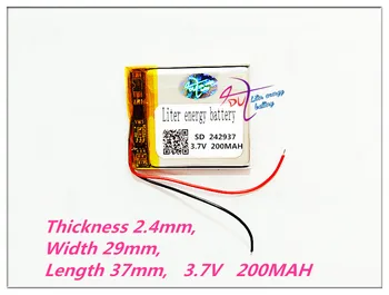 Mp3, Mp4 Prehrávač, náhradné batérie pre 242937 3,7 v 200mAh nabíjateľná li Tablet polymérová batéria 253035