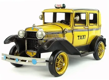 Starožitný klasický taxík model retro vintage tepaného kovu remesiel pre home/krčma/kaviareň dekorácia alebo darček k narodeninám