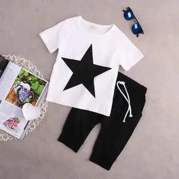 Batoľa Detský Baby Chlapci Oblečenie Star T-shirt Topy Hárem Nohavice 2ks Oblečenie Oblečenie Set 2-7Y