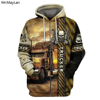 Truck 3D Vytlačené Lebky Trucker Bunda Muži/ženy Bežné Streetwear Hoodies Chlapci Hip Hop Hoody Mens Mikiny Lumbálna Oblečenie