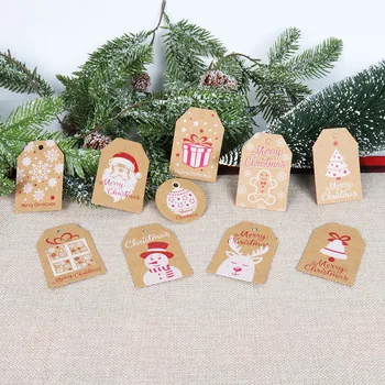 100ks Veselé Vianoce Značky Kraft Papier Karty Xmas Gift Box Označenie Značky Santa Claus Visí Karty Vianočné Darčekové Balenie Dekor