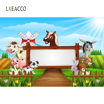 Laeacco Dieťa Cartoon Safari Farmy Podať Zvieratá Radi, Detská Narodeninová Párty Plagát, Foto Pozadia Foto Pozadia Photo Studio