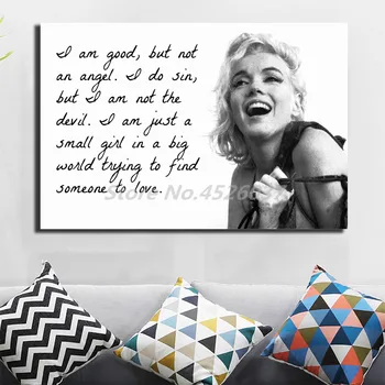 Marilynes Monroes Vintage Poster Citácie som Dobrý, Ale Nie Anjel Čierna A Biela Maľba Na Plátno Spálňa Obrázky Domova