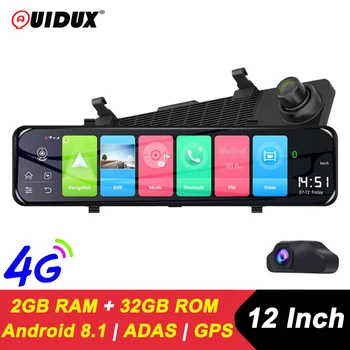 QUIDUX 2020 nové Spätné zrkadlo Android 8.1 Triple screen Zrkadlo Kamera 1080P Duálny objektív Auta DVR wifi 4G Bluetooth GPS Navigátor