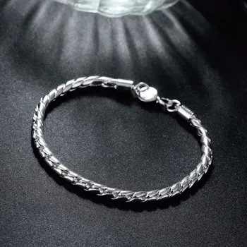Lekani Mužov Jemné Šperky 925 Sterling Silver 4 mm Twisted Reťaze 20 cm Náramok Náramok Pulseiras De Prata Pre Ženy Darček