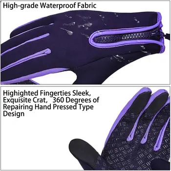 Nové Zahustiť teplé nepremokavé rukavice lyžiarske rukavice Unisex Dotykový displej Zime Tepelné Bicykli, Lyžiarska Vonkajšie Motocyklové Rukavice Plný Prst