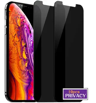 10pcs/veľa Privacy Screen Protector Pre iPhone Xs Max XR X 8 7 6 plus Tvrdeného Skla Film Anti-peeping ochranný Kryt balík