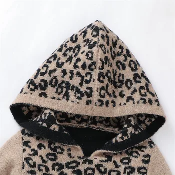 Móda Dieťa Jeseň Zima Leopard Oblečenie Nastaviť Batoľa Girls Long Sleeve Hooded Sweater Topy+ Sukňa s Elastický Pás 3-24M