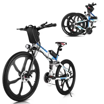 Elektrické Horský Bicykel 21 Rýchlosťami Shifter Dospelých Skladacie E-Bike Kotúčové Brzdy 36V/8Ah Lítiová Batéria