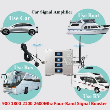 Používanie Auta!! 900/1800/2100/2600mhz Štyri-Band Celulárnej Zosilňovač GSM Repeater 2g, 3g, 4g MobilePhone Signál Booster GSM, DCS SIEŤACH LTE