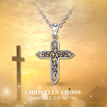 EUDORA Sterling Silver Cross Prívesok Celtics Uzol Vintage Náhrdelník Kríž Kúzlo vyznania Viery šperky, Darček pre Ženy Muž CYD470