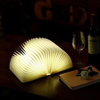 Kniha Svetlo USB Nabíjateľné LED Magnetické Drevené Skladacie Knihy Lampy, Nočné Svetlo Stolná Lampa pre Domova Kvapka Loď,Kreatívny Darček