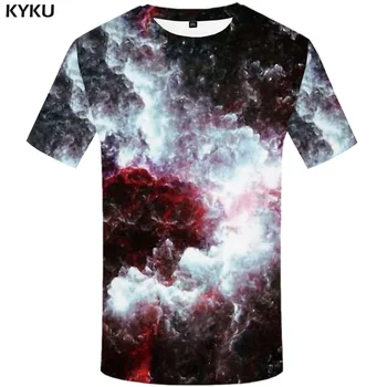 KYKU Galaxy T shirt Mužov Abstraktné Anime Šaty Psychedelic Tričko Vytlačené Farebné tričká 3d Hip Hop Tričko Tlač Pánske Oblečenie