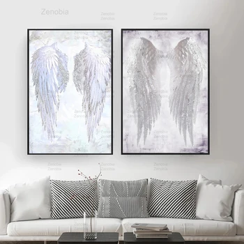 Moderné Maliarske Plátno Biele anjelské Krídla Pierko Wall Art Modulárny Hd Plagáty a Tlačí Fotografie pre Obývacia Izba Domáce Dekorácie