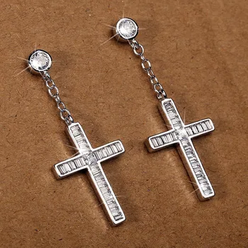 925 Sterling Silver Four Cross Šperky Lesk Diamantov Náušnice pre Ženy 2020 Darček Vianoce Hostiny, Svadobné Náušnice pre Ženy