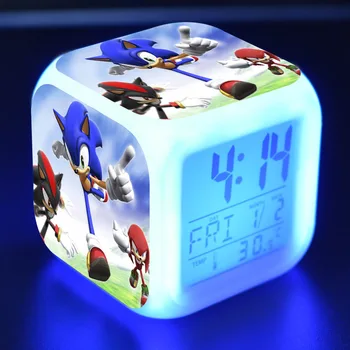 Sonic Obrázok LED Budík Farebné Dotyk Svetla Stôl Sledovať Sonic Figúrka Hračky pre Deti vianočný darček