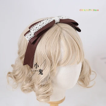 Ženy Japonský Kawaii Čipky Vlasy headdress Lolita KC hlavový most Tiramisu Hnedé Sladké Vlasy Klip Handwork Vlasy Príslušenstvo Cosplay
