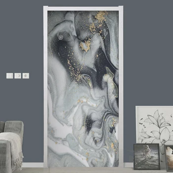 Moderné Atrament Krajiny Mramoru Dvere Nálepka, 3D Abstraktné nástennú maľbu, Tapety Obývacia Izba, Spálňa Umenie Dvere Plagát Nepremokavé PVC Samolepky