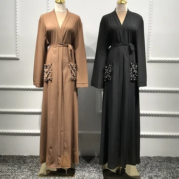 Siskakia Dubaj Abaya Tuhé Guľôčky Vrecká Dizajn Moslimské Ženy V Arabskom Módne Kimonos Ženské Šaty, Oblečenie 2020 Indie Folk