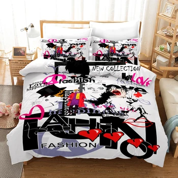 Graffiti Luxusná posteľná bielizeň Sady 3d animovaný Anime Kawaii Posteľnú Prikrývku Kryt Obliečky Chlapci, Deti, Prístelky Parure De Lit Cama Č Bedsheet