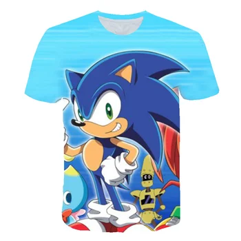 4-14 Rok Chlapci Oblečenie Harajuku Cartoon T-Shirt Sonic The Hedgehog Vytlačené Tričko v Lete Deti Tee Dieťa Topy Deti T-shirts