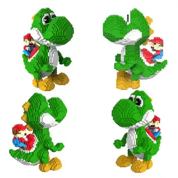 HC Magické Kvádre 9020 Yoshi Green Dragon Mario 3D Model 2276pcs DIY Mini Diamond Budovy Malé Bloky Tehla Montáž Hračka č Box