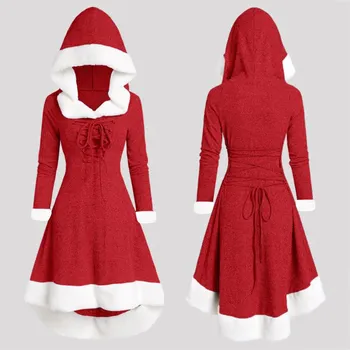 Plus Veľkosť Sveter pre Ženy Pletený Pulóver s Kapucňou, Červená, Biele Šaty Zelená Čierna Hrubé Vianočné Oblečenie 2020 Dlhý Rukáv 3XL