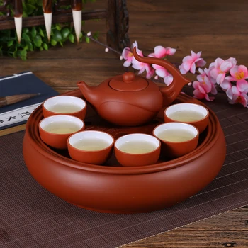 Čínsky 8PCSTea Nastaviť čierny čaj puer a oolong ltea hrniec Horúcej predaj yixing kanvica hliny ručné Krásne a jednoduché kanvica