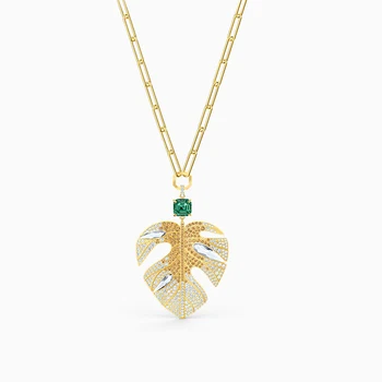 Móda SWA Nové TROPICKÉ LEAF Zlatý Set Gradient Elegantné Tropické Leaf Dekorácie Crystal Nastaviť Ženské Romantické Šperky Darček